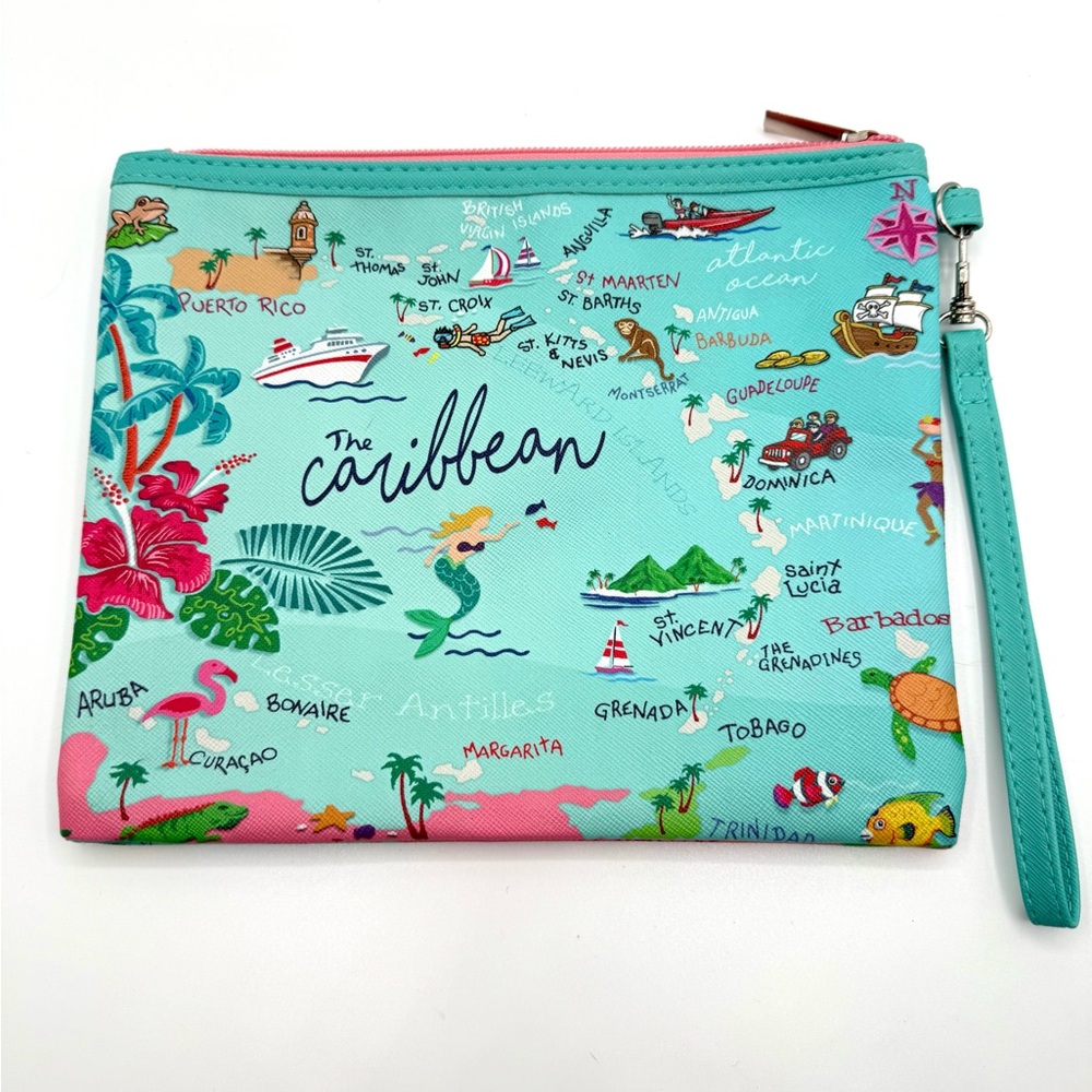 At Sea Trading Company Caribbean makeup bag wristlet pouch NWOT